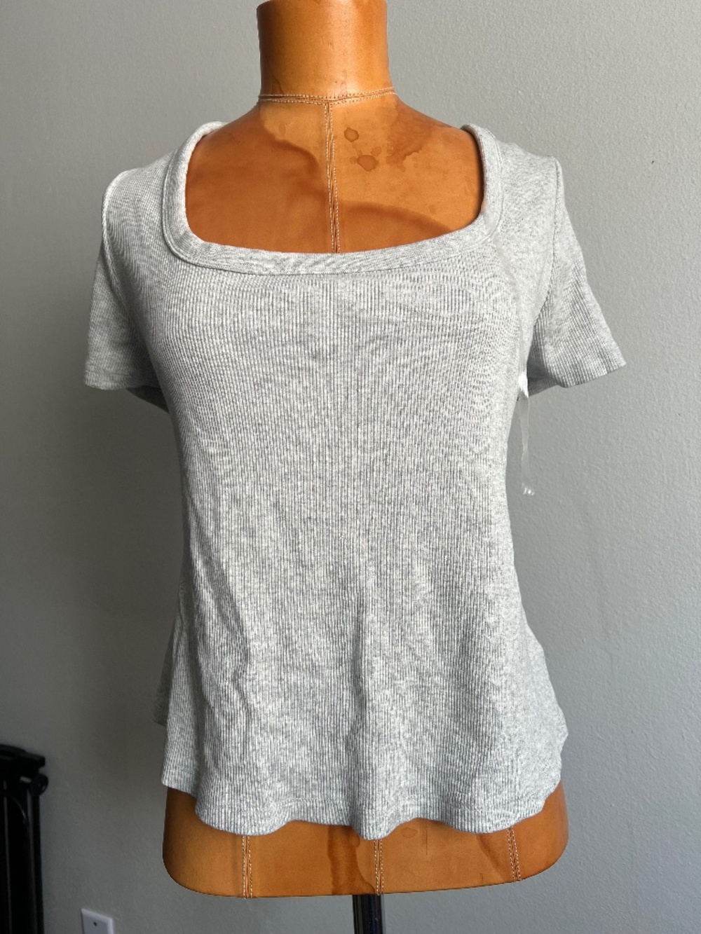 Universal Thread Slim Fit Square Neck Ribbed T-Shirt – Gray – XXL – NWT